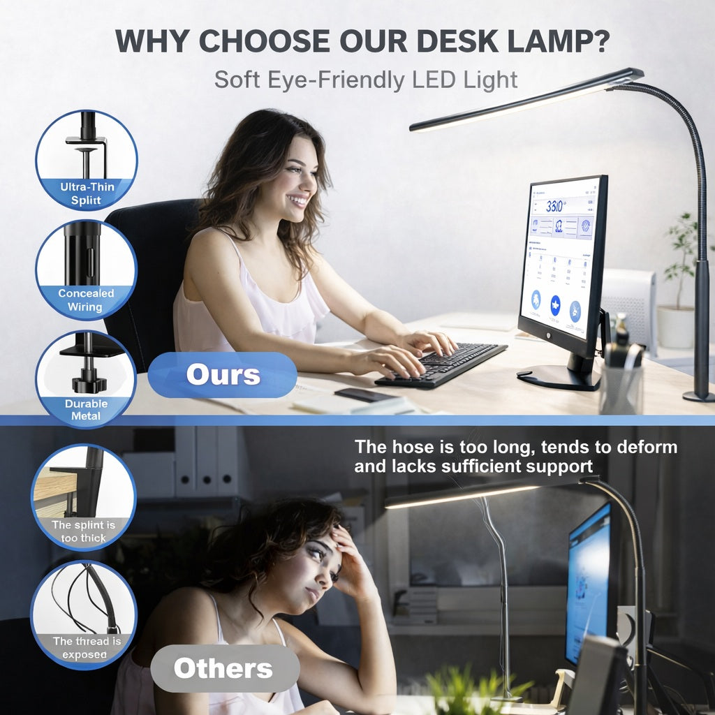 LuminaPro™ | Dimbare LED Bureaulamp met klembevestiging