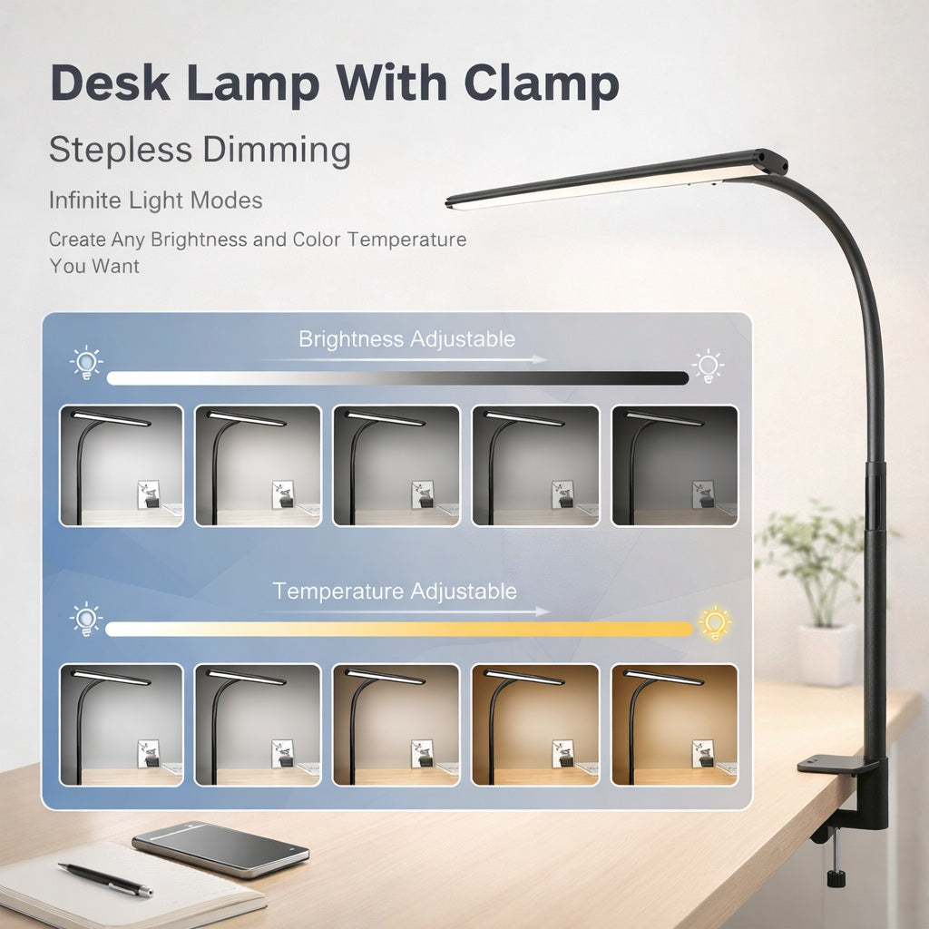 LuminaPro™ | Dimbare LED Bureaulamp met klembevestiging