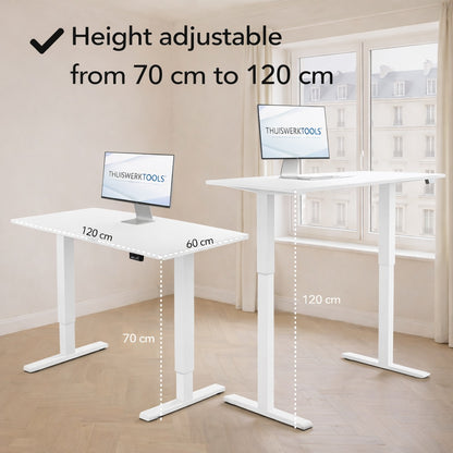 FlexDesk™ | Zit Sta Bureau Elektrisch In Hoogte Verstelbaar 120 x 60 cm Wit