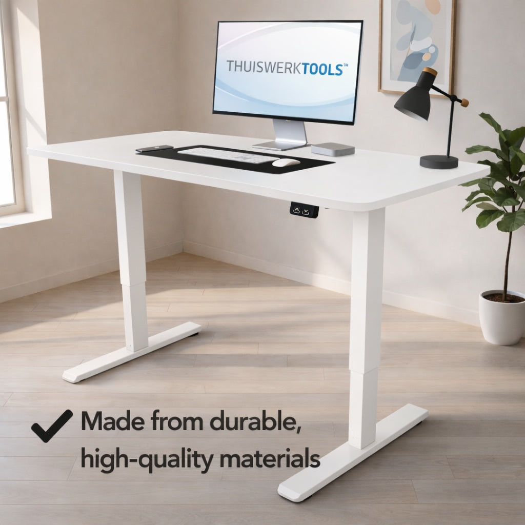 SitWell™ | Ergonomische Bureaustoel + FlexDesk™ | Zit Sta Bureau 140 x 60 Wit Setprijs