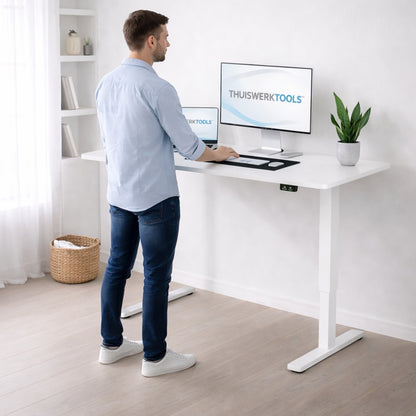 FlexDesk™ | Zit Sta Bureau Elektrisch In Hoogte Verstelbaar 120 x 60 cm Wit