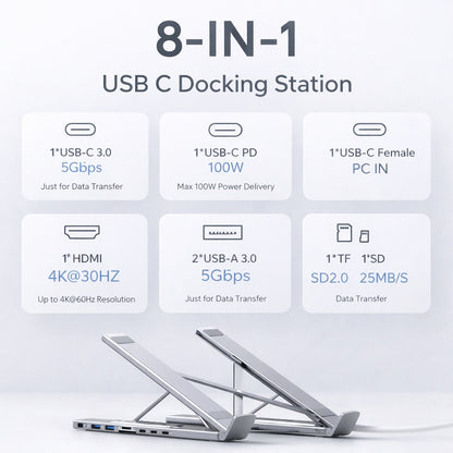 ErgoStand™ | Laptop Standaard met 8-in-1 Docking Station