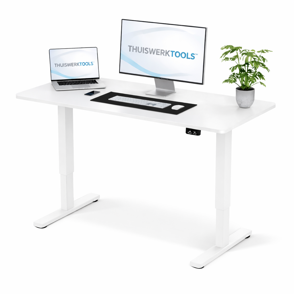 FlexDesk™ | Zit Sta Bureau Elektrisch In Hoogte Verstelbaar 120 x 60 cm Wit