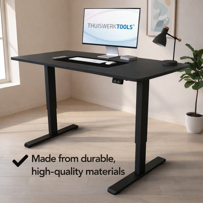 SitWell™ | Ergonomische Bureaustoel + FlexDesk™ | Zit Sta Bureau 120 x 60 Zwart Setprijs