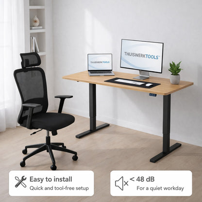 SitWell™ | Ergonomische Bureaustoel + FlexDesk™ | Zit Sta Bureau 140 x 60 Eiken Setprijs