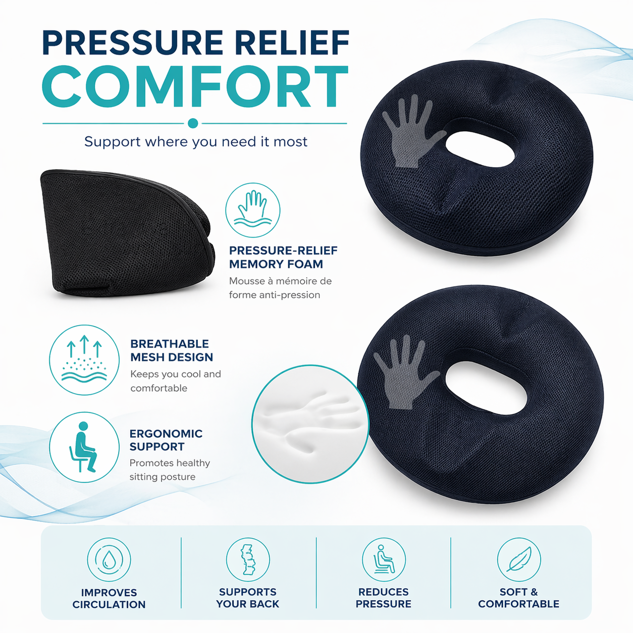 ComfortSit™ | Orthopedisch Traagschuim Zitkussen