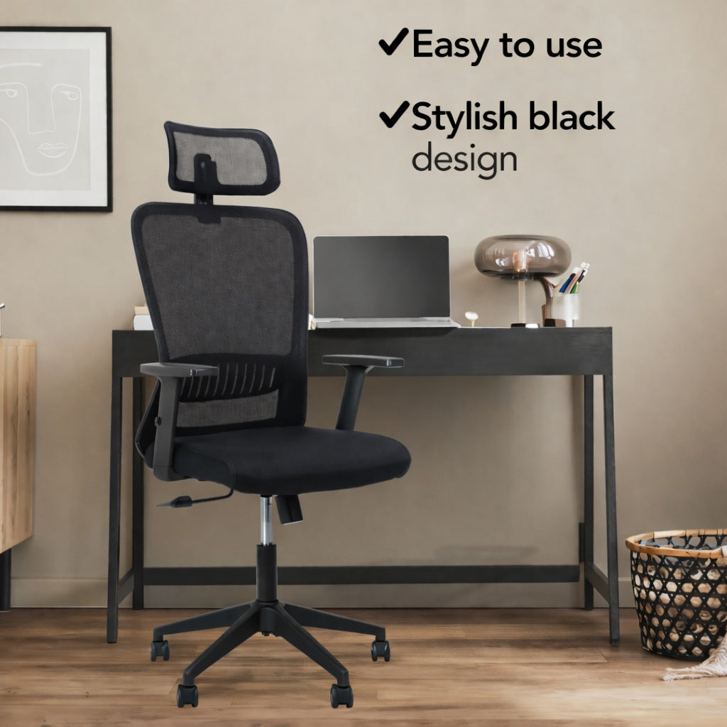 SitWell™ | Ergonomische Bureaustoel + FlexDesk™ | Zit Sta Bureau 120 x 60 Zwart Setprijs