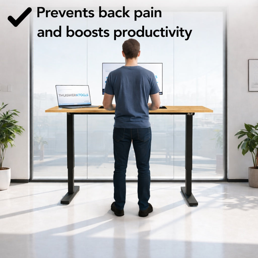 FlexDesk™ | Zit Sta Bureau Elektrisch In Hoogte Verstelbaar 140 x 60 cm Eiken