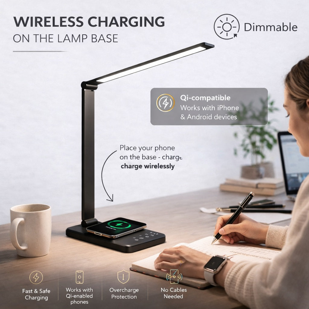 HomeLuxe™ | Draadloze LED Bureaulamp met Oplaadfunctie