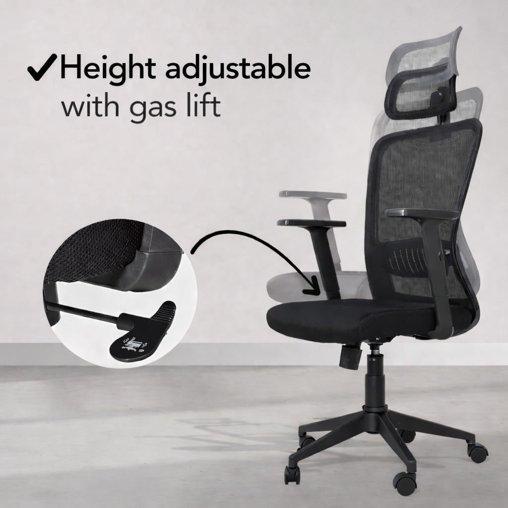 SitWell™ | Ergonomische Bureaustoel + FlexDesk™ | Zit Sta Bureau 140 x 60 Zwart Setprijs