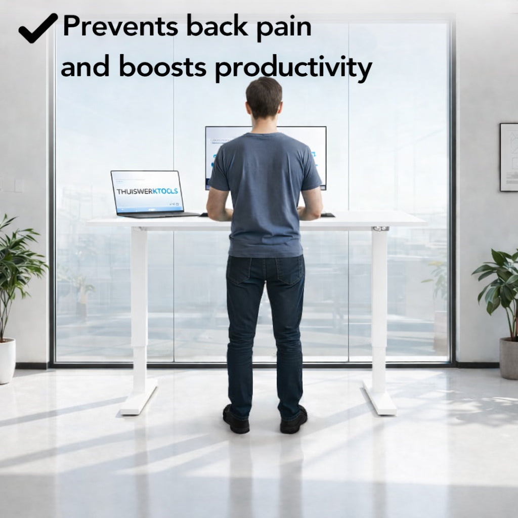 SitWell™ | Ergonomische Bureaustoel + FlexDesk™ | Zit Sta Bureau 120 x 60 Wit Setprijs