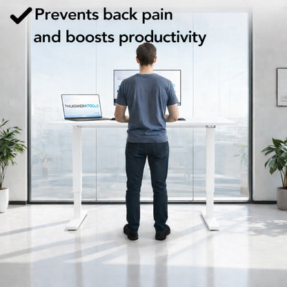 FlexDesk™ | Zit Sta Bureau Elektrisch In Hoogte Verstelbaar 140 x 60 cm Wit