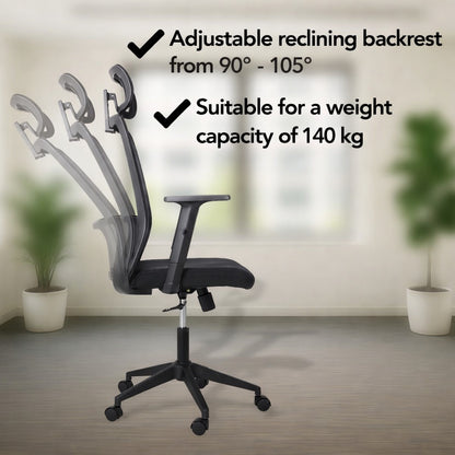 SitWell™ | Ergonomische Bureaustoel Volledig Verstelbaar Zwart