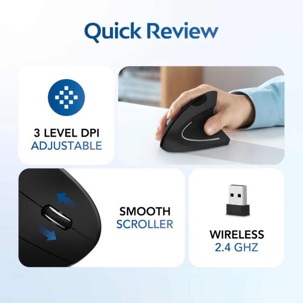 ErgoVantage™ | Verticale Ergonomische Draadloze Muis 2.4GHz