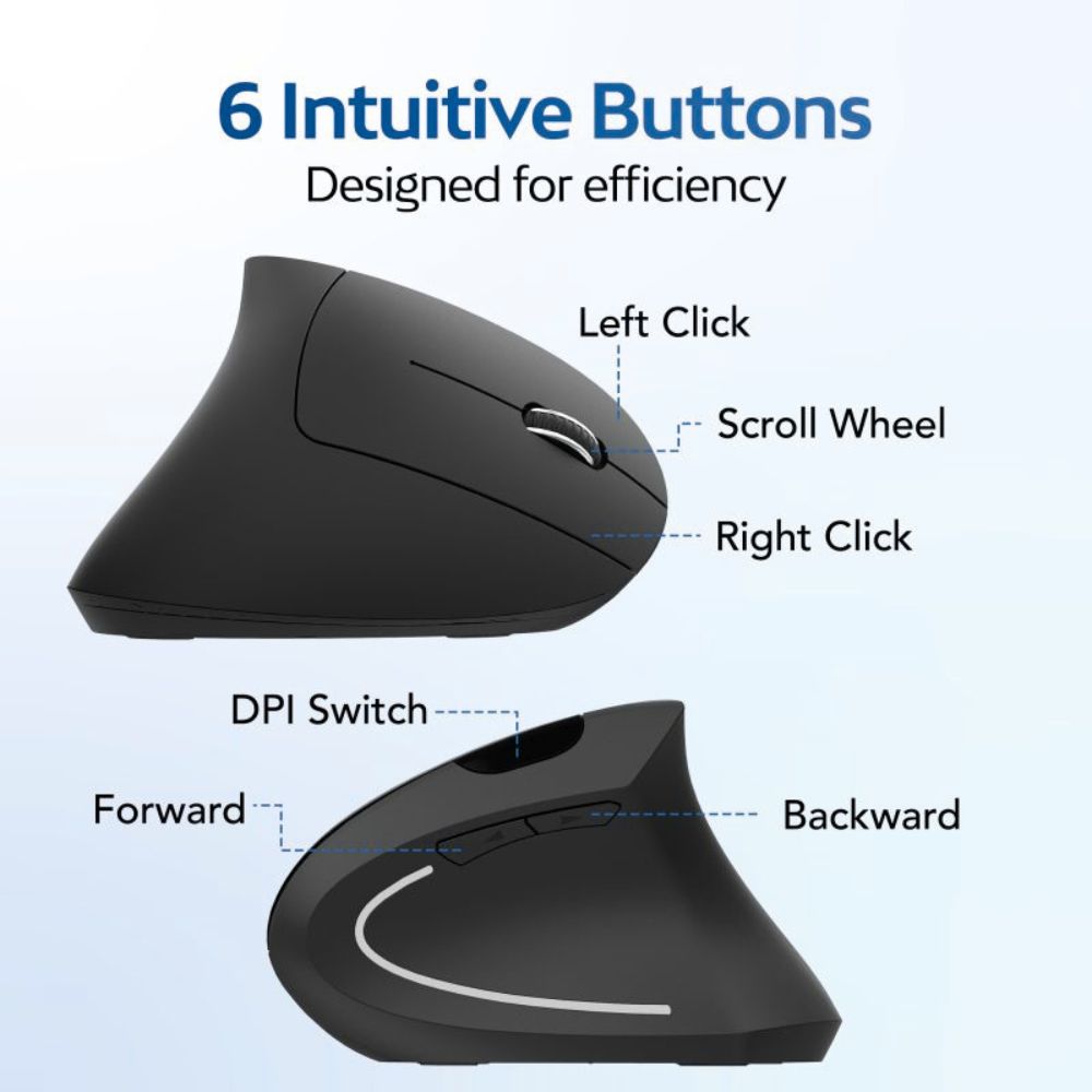 ErgoVantage™ | Verticale Ergonomische Draadloze Muis 2.4GHz