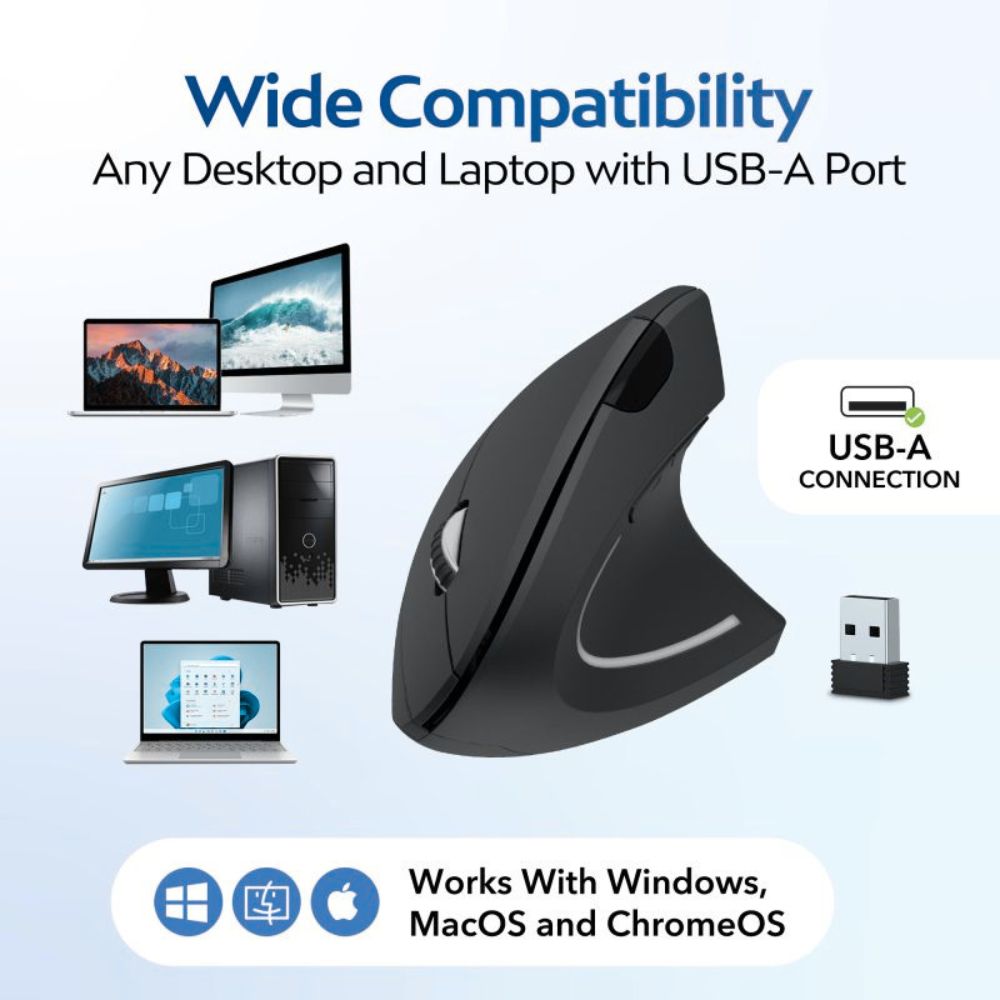 ErgoVantage™ | Verticale Ergonomische Draadloze Muis 2.4GHz