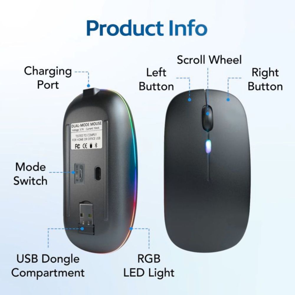 ChargeGlow™ | Oplaadbare Stille Draadloze RGB Muis 2.4GHz