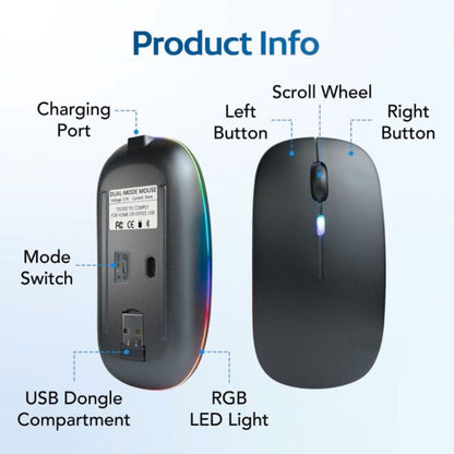ChargeGlow™ | Oplaadbare Stille Draadloze RGB Muis 2.4GHz