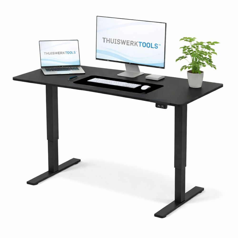 FlexDesk™ | Zit Sta Bureau Elektrisch In Hoogte Verstelbaar 120 x 60 cm Zwart