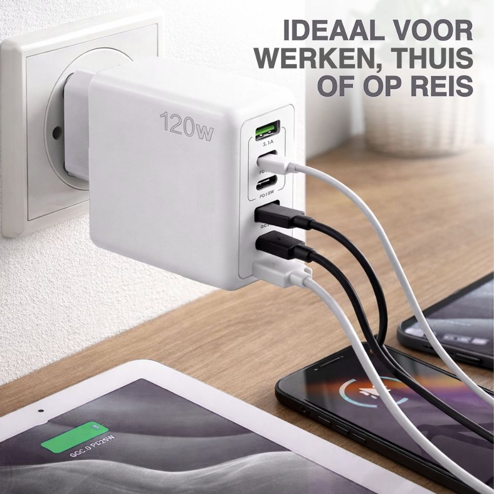 TurboCharge Max™ | USB Adapter Multipoort Snellader 120w