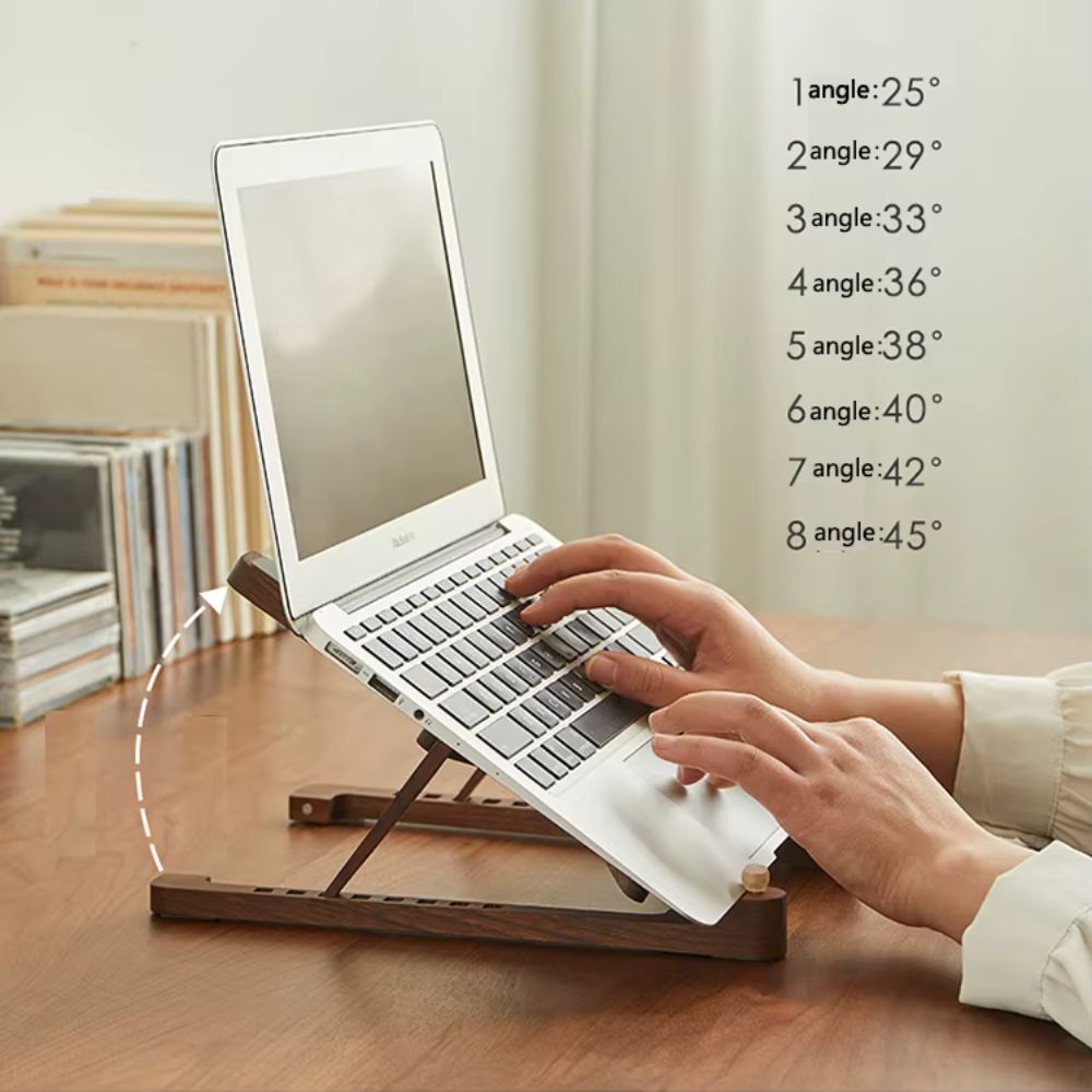 WoodStand™ | Luxe Houten Laptop Standaard met 8 standen