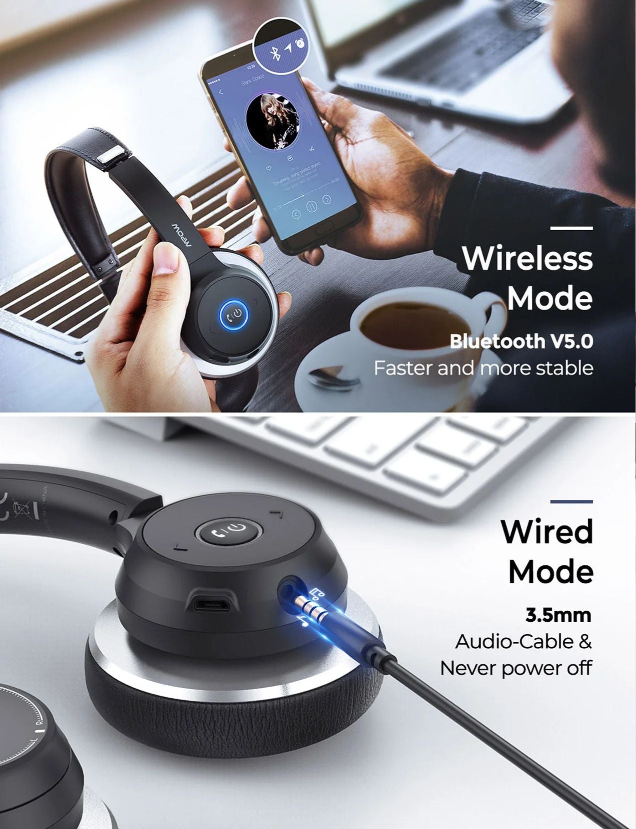 Mpow™ HC5 Pro | Professionele Draadloze Headset met Microfoon