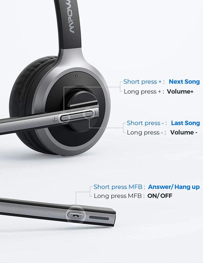 Mpow™ M5 Pro | Professionele Draadloze Headset met Microfoon