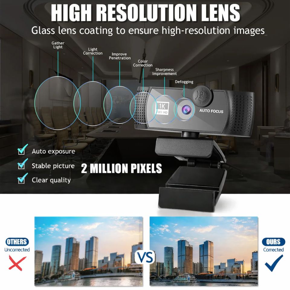 ClarityCam™ | 1K FULL HD Webcam met Ruisvrije Microfoon