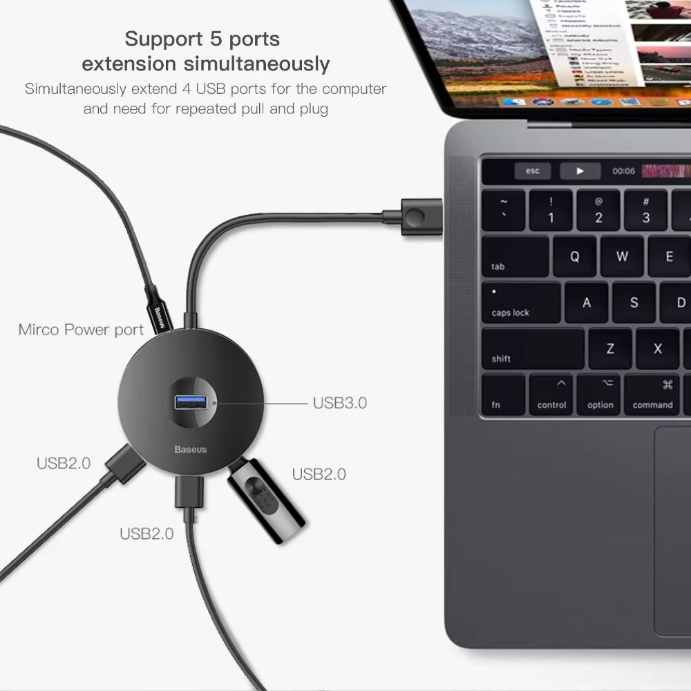 FlexConnect™ | Professionele 4-in-1 USB Hub met Sfeerverlichting
