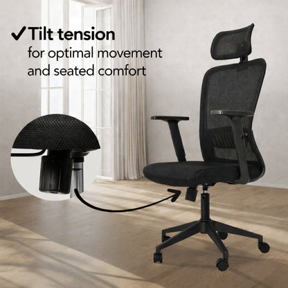 SitWell™ | Ergonomische Bureaustoel + FlexDesk™ | Zit Sta Bureau 120 x 60 Zwart Setprijs