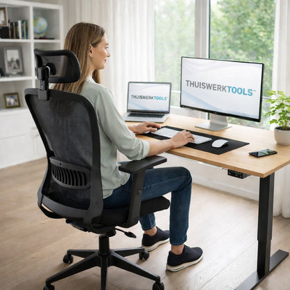 FlexDesk™ | Zit Sta Bureau Elektrisch In Hoogte Verstelbaar 120 x 60 cm Eiken