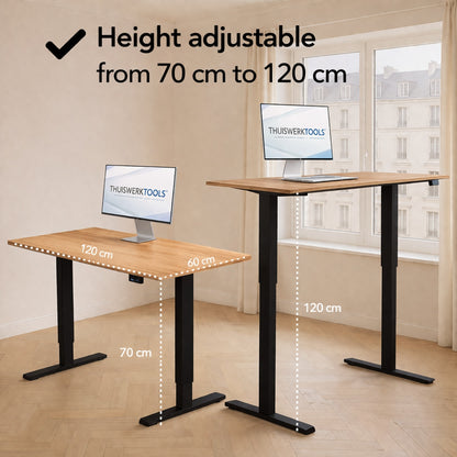 SitWell™ | Ergonomische Bureaustoel + FlexDesk™ | Zit Sta Bureau 120 x 60 Eiken Setprijs