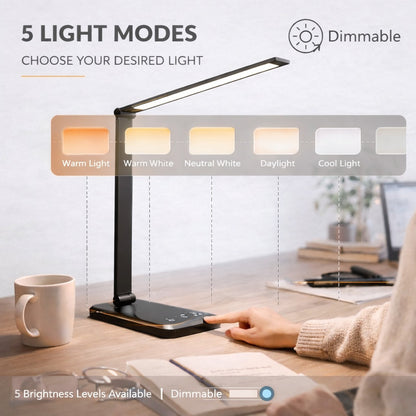 HomeLuxe™ | Draadloze LED Bureaulamp met Oplaadfunctie